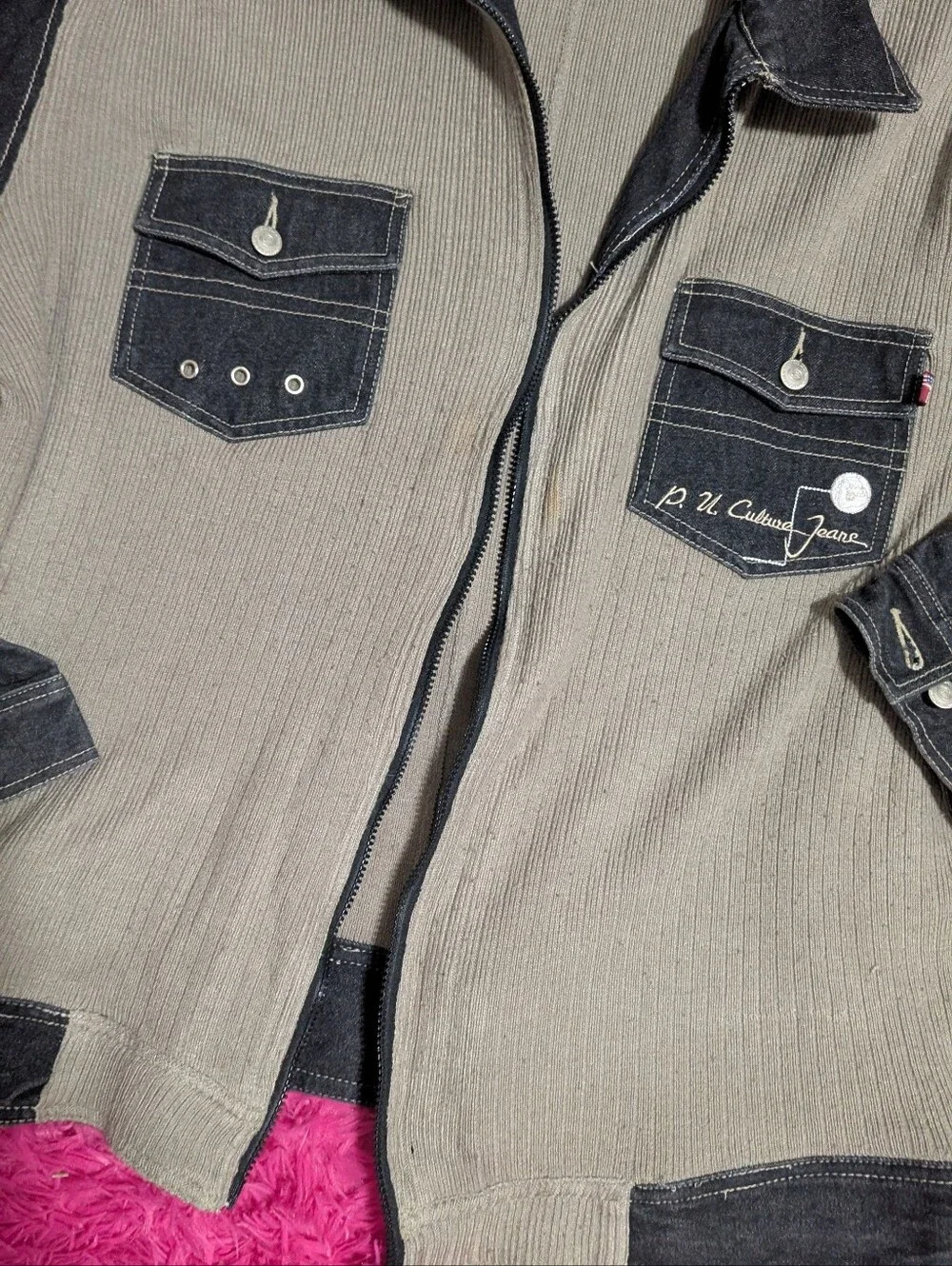 VTG Urban Culture Propain Denim Jacket Mens XL Two-piece Tone Y2k